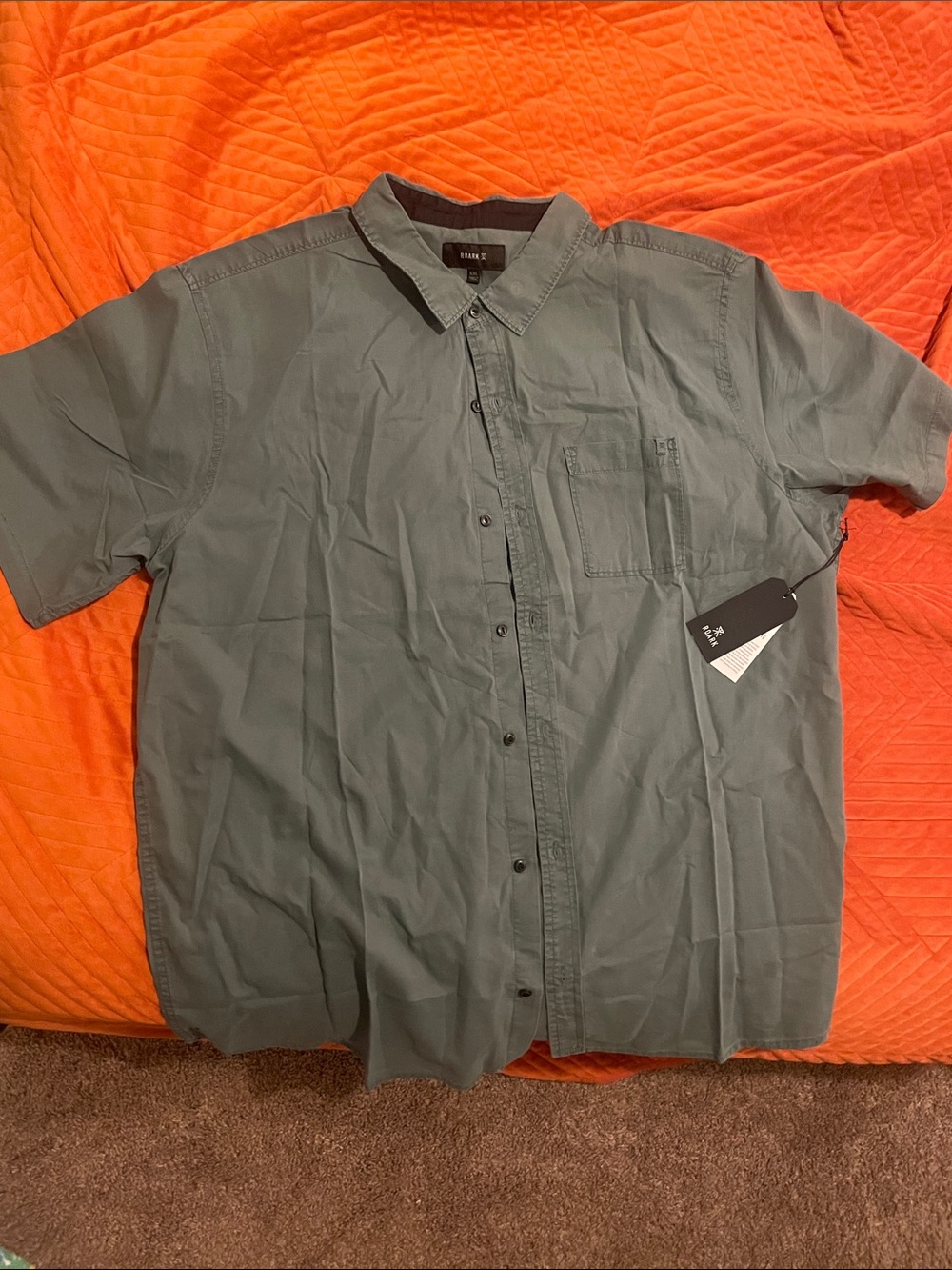 Roark Men's Short-Sleeve Button-Up Shirt in Olive Green